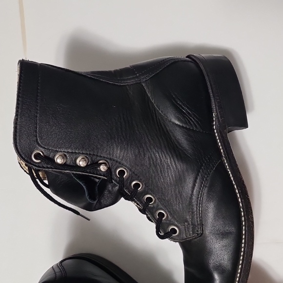 Boulet Women’s Leather Cowboy Kiltie Western Packer Biltrite sole boots black 5 - Picture 10 of 13